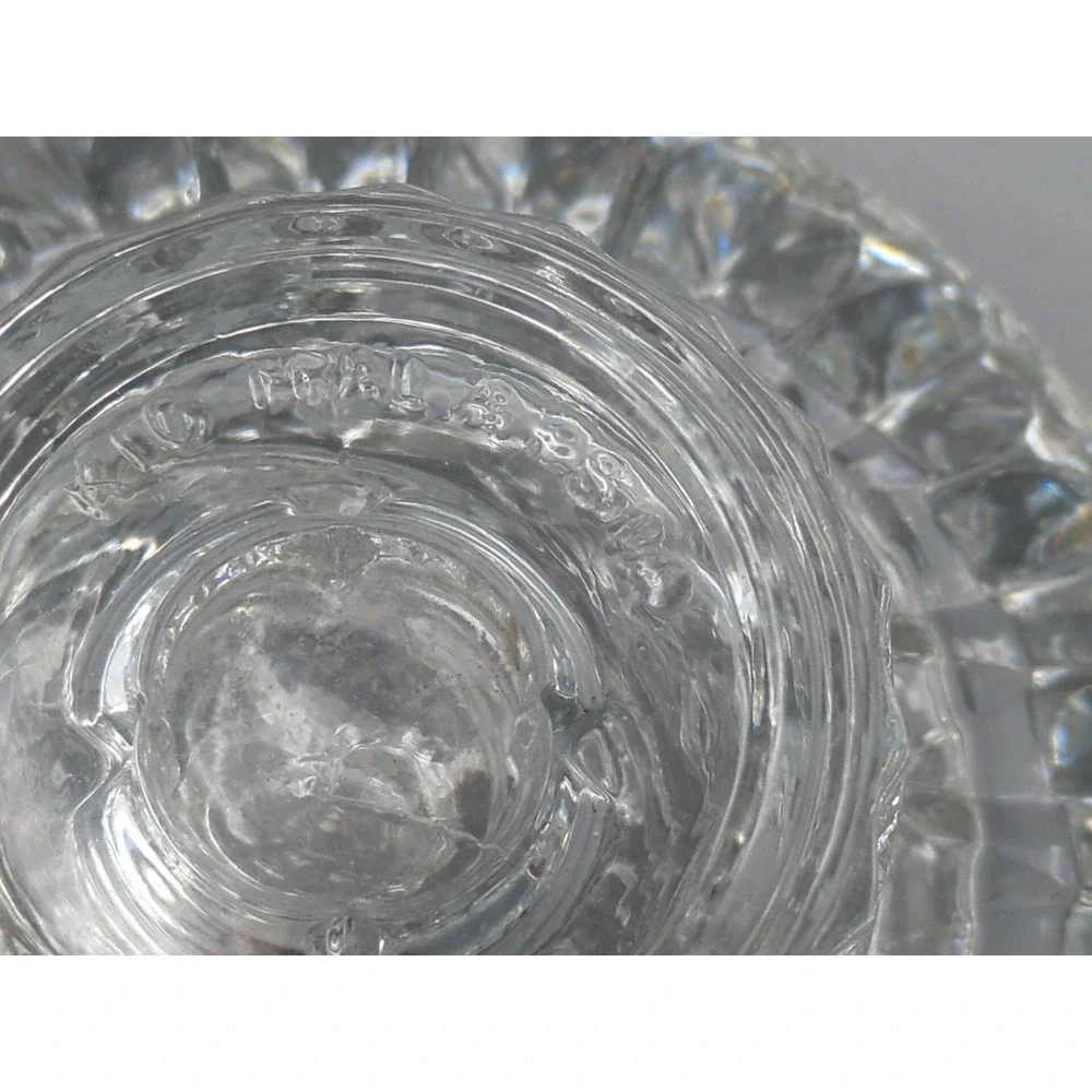 Vintage KIG Malaysia Pressed Glass Taper Candle Holders Set of 3 Scalloped 3.5